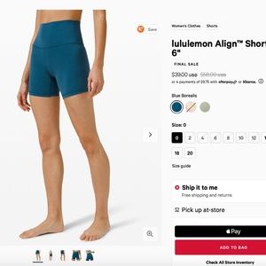 Lululemon Align Shorts 6''